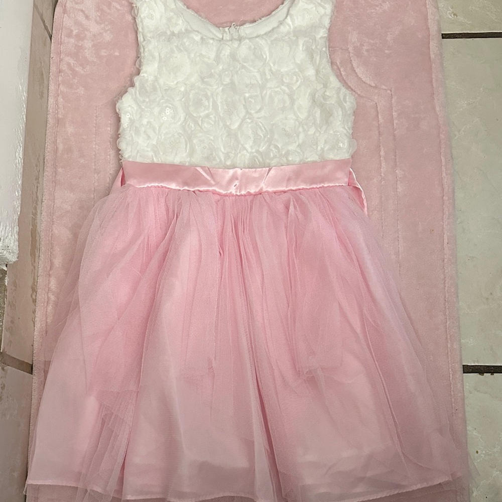 Elegant Pink and White Kids Formal Dress